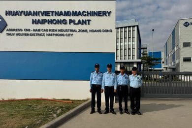 Công ty TNHH Dịch vụ Bảo vệ An Ninh Nhất Hà Nội thực hiện công tác triển khai đảm bảo an ninh cho Huayuan (Vietnam) Machinery Hải Phòng.